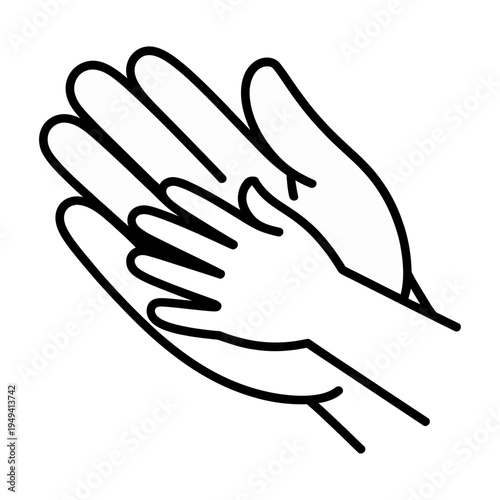 Vector of a child's hand held by an adult hand