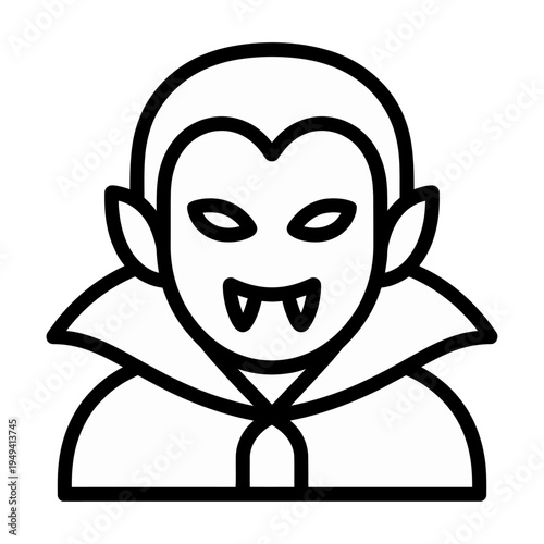 Vector of a classic vampire character with pointy ears and fangs