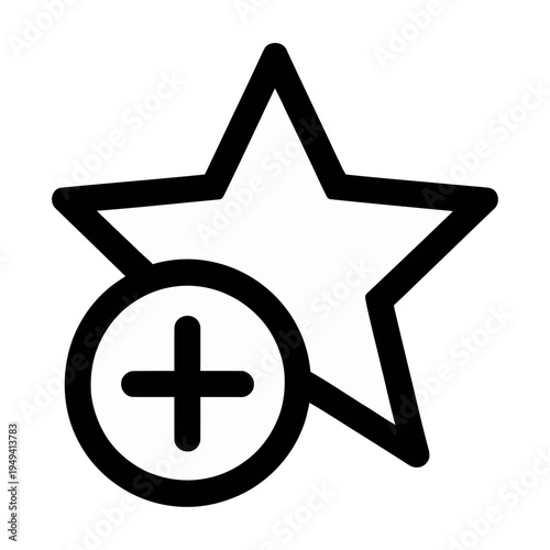 Vector of a star icon with a plus sign inside a circle