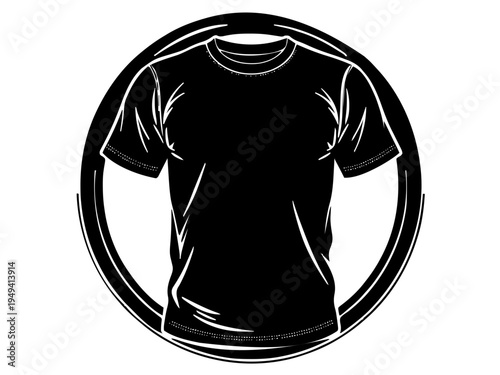 Ein klassisches Trikot innerhalb eines runden Sportrahmens mit dezenten Nahtdetails. Das Design wirkt wie ein modernes Sportlogo oder Vereinsabzeichen. KI Generiert