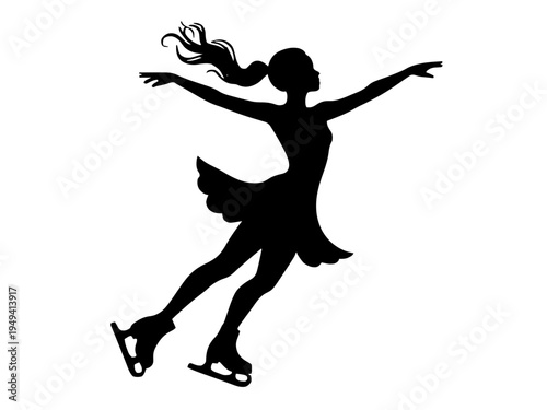 Eine Eiskunstläuferin dreht sich elegant auf dem Eis. Das Motiv wirkt leicht und anmutig.KI Generiert