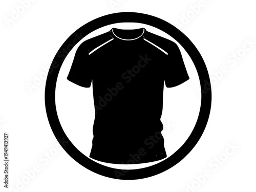 Ein klassisches Trikot innerhalb eines runden Sportrahmens mit dezenten Nahtdetails. Das Design wirkt wie ein modernes Sportlogo oder Vereinsabzeichen. KI Generiert