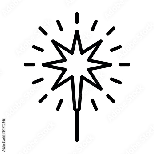 Vector of a sparkler with bright sparks radiating from its center