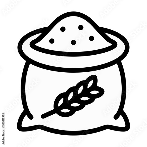 Vector of a sack filled with grain and wheat