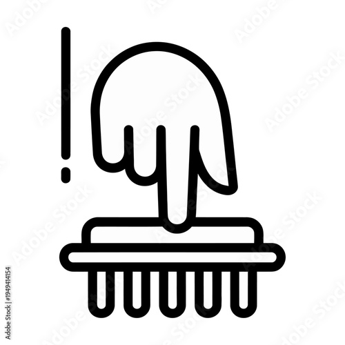 Vector icon of a hand and hairbrush for grooming