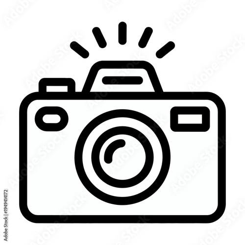 Vector of a camera with a flash emitting light