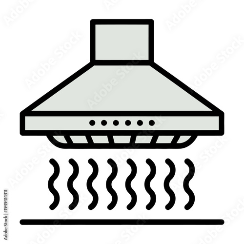 Vector of a kitchen hood extractor removing smoke