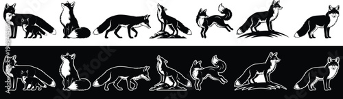 set of wolves vector