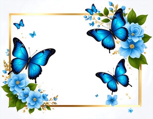 Floral border with butterflies