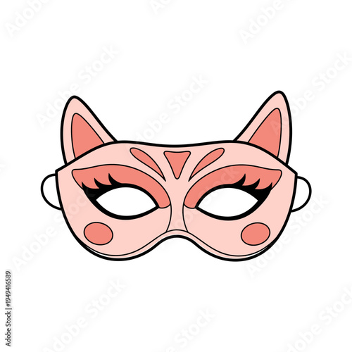 Pink Cat Mask on White Background vector illustration