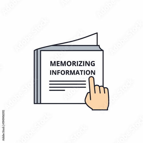 Memorizing Information Concept with Hand Pointing vector illustration