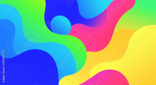 Abstract Colorful Fluid Shapes with White Line Patterns