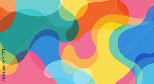 Abstract Colorful Organic Shapes Background, Fluid Art, Vibrant Waves