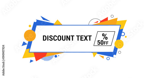 Abstract Discount Sale Banner with Geometric Shapes and 50% Off
