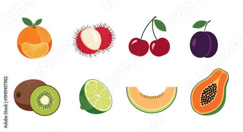 Colorful fruits collection illustration