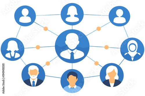 Internet Web Network with Connected Dots Representing Business Team Collaboration