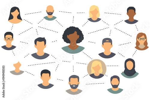 Multicultural Community Social Network with Connected People Relationship Diagram