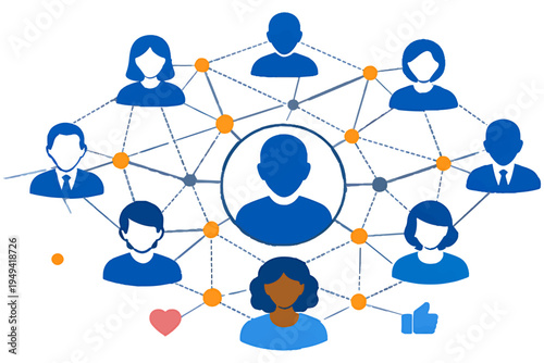 Social Media Communication Network with Business Team Connection Concept Vector