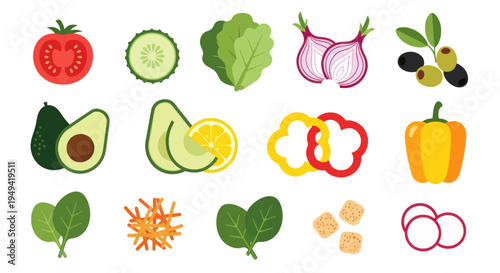 Fresh vegetables and fruits illustration