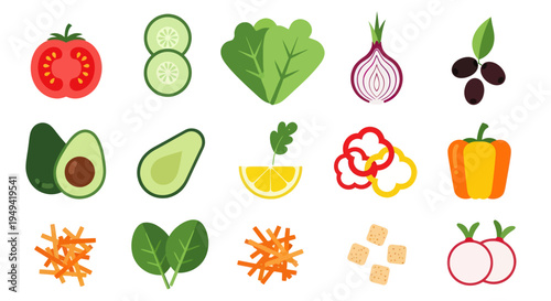 Fresh vegetables and salad ingredients