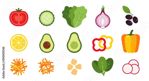 Fresh vegetables and salad ingredients