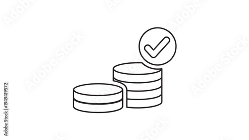 Stacked Coins With Checkmark Icon For Financial Success Savings And Investment Approval