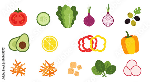 Fresh vegetables and salad ingredients