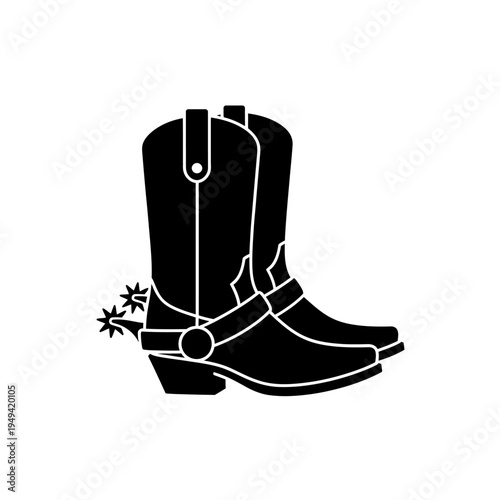 Stylized western boots with spur icon illustration.