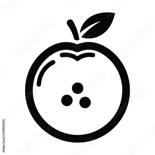Simple Apple Icon with Leaf and Dots - Clean Vector Illustration