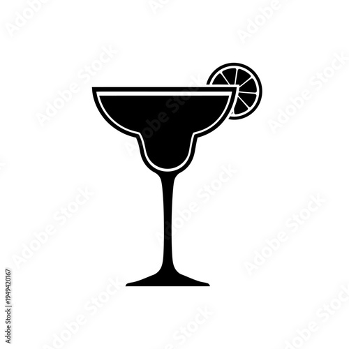 Stylized cocktail glass icon with lime wedge suitable for drinks and celebrations.