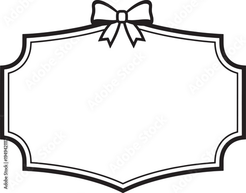 Black and white label with bow blank