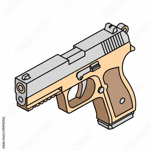 Illustration of a Handgun Sidearm Weapon.