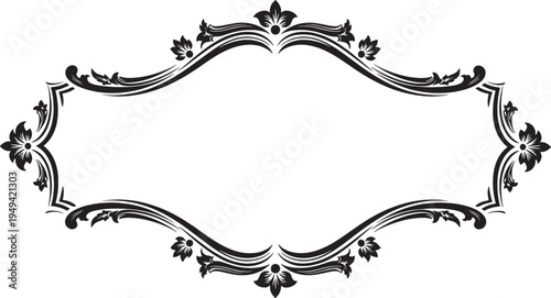 Black floral ornate frame border with white background