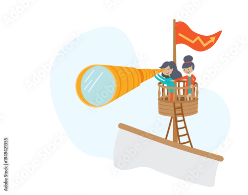 Leadership and Teamwork Concept – Businesswomen Searching for Success