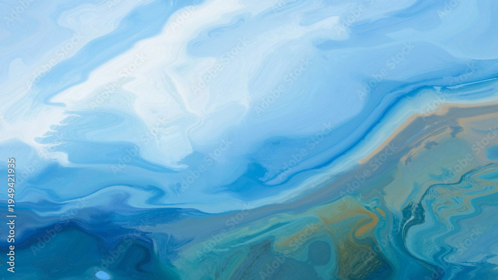 Obraz premium Abstract Blue Water Waves. Marble Art Background. Modern Blue Fluid Acrylic Abstract Texture. Elegant Blue Marble Pattern and Abstract Background, Blue Liquid Flow Abstract Ocean Texture Design.