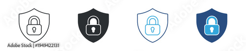 Security shield lock icon set. Data protection concept. Vector illustration.
