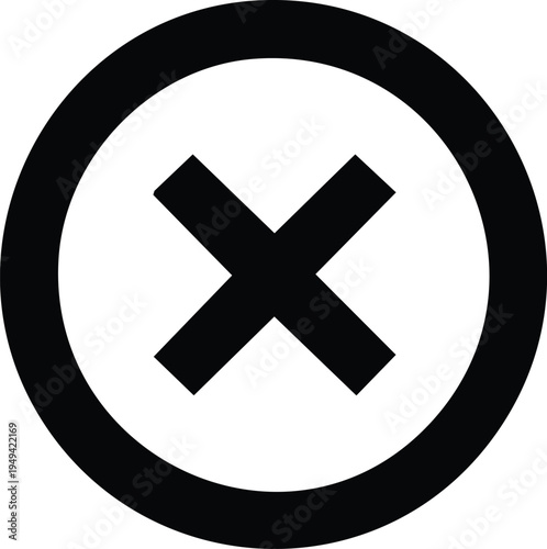 Black circle with crossed lines inside symbol