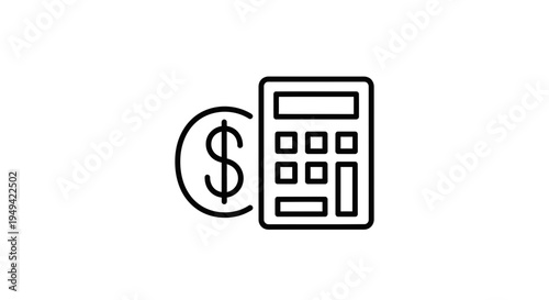 Calculator and Coin with Dollar Sign Icon: Finance, Accounting, and Budgeting Concept