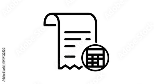 Calculator and Receipt Icon: Financial Calculation and Business Transaction Concept