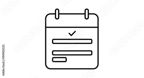Calendar Icon with Check Mark and Lines - Planning, Tasks, Schedule, To-Do List