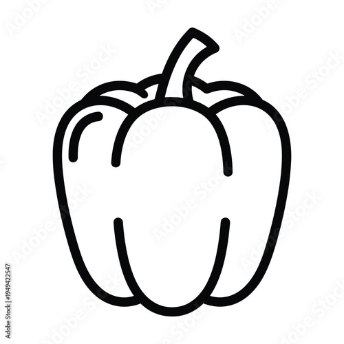 Simple Outline Bell Pepper Icon