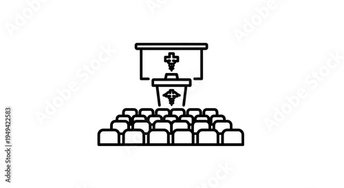 Church Pulpit and Congregation Icon