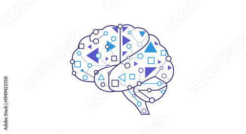 Abstract Brain Network with Geometric Shapes and Connections