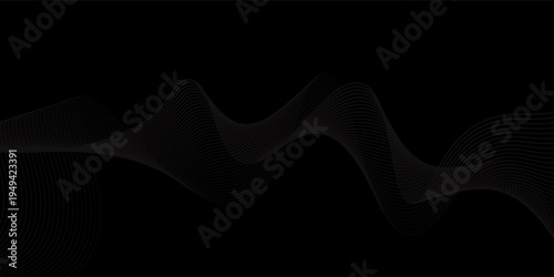 Vector Black abstract background design. Modern wavy line pattern in monochrome colors. Premium stripe texture for banner, business backdrop. Dark creative cyber security