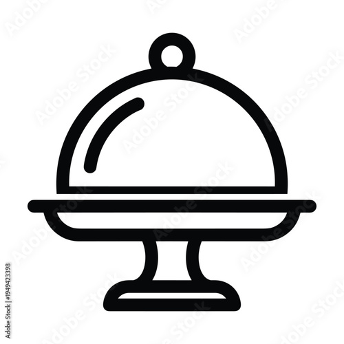 Restaurant Cloche Icon - Food Serving Dish with Lid