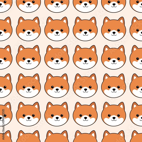 Cartoon Dog Head Seamless Pattern