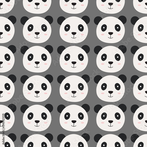 Cartoon Panda Head Seamless Pattern