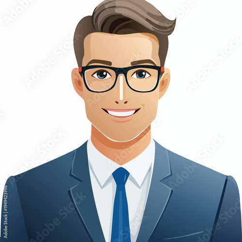 Professional man with glasses and tie on white background