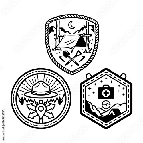 Reading and literature badge bundle with books quill wings and moonlight