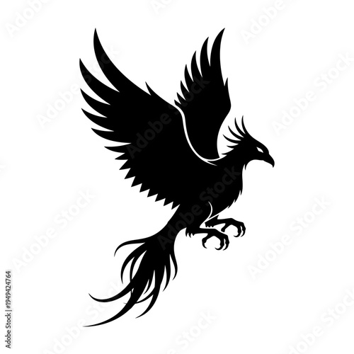 Black silhouette of a mythical bird.